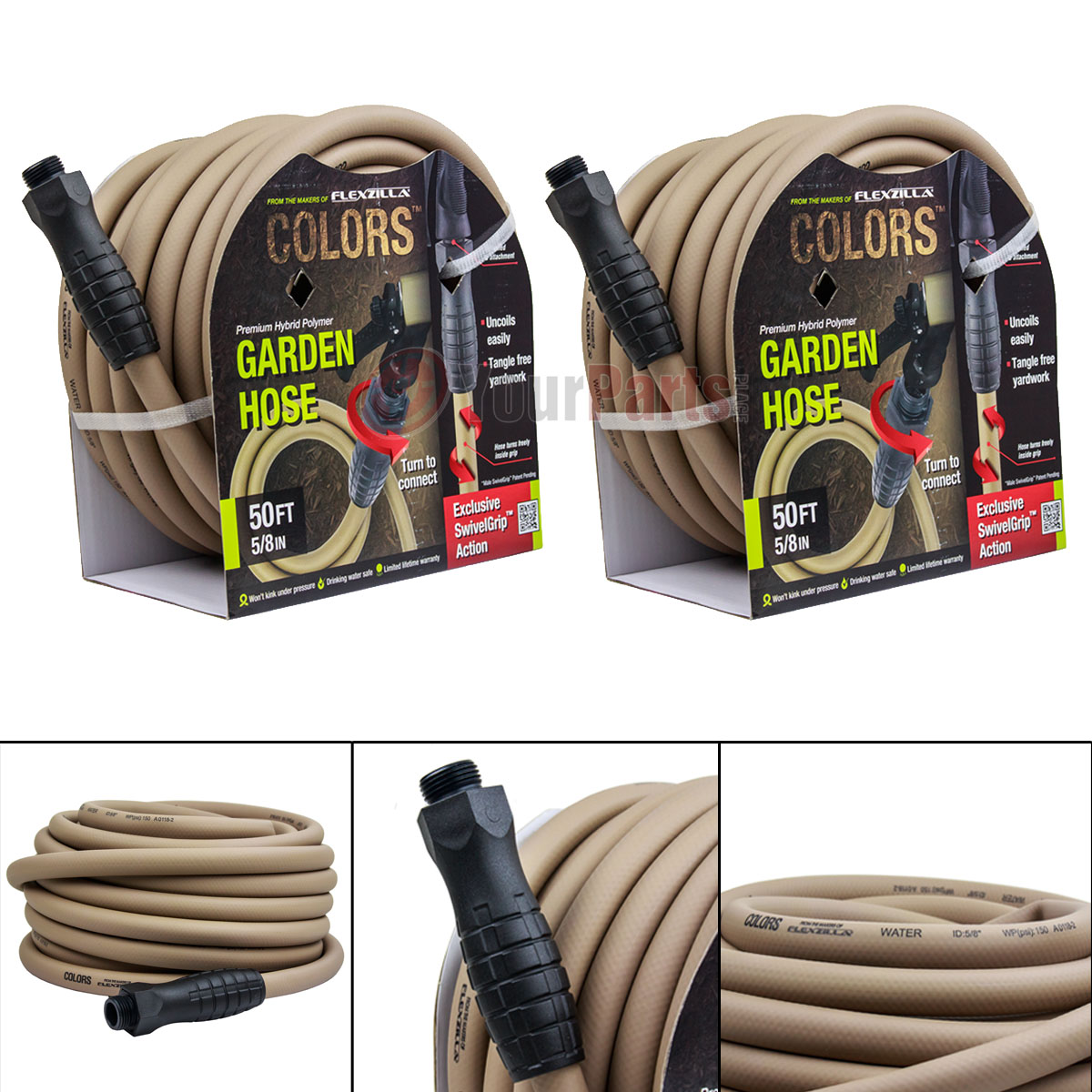 5 8 X 50 Water Garden Hose With Swivel Grips Brown HFZC550BRS 5-8-x-50-water-garden-hose-with-swivel-grips-brown-hfzc550brs